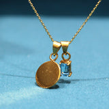 Blue Topaz December Birthstone with Initial Pendant and Chain Made of Fine 925 Silver