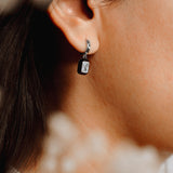 Black Enamel Huggies Made of Fine 925 Silver