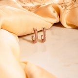 Enamel Box Studded Hoops Made of Fine 925 Silver