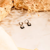 Black Enamel Huggies Made of Fine 925 Silver