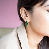 Emerald Baguette Hoops Made of Fine 925 Silver