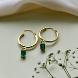 Emerald Huggies Made of Fine 925 Silver