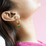 Emerald Huggies Made of Fine 925 Silver