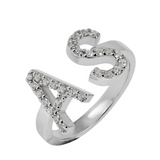 Bling Studded Intial Ring - Made of Fine 925 Silver