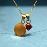 Ruby July Birthstone with Initial Pendant and Chain Made of Fine 925 Silver