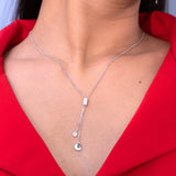 Sparkly Lariat Necklace Set Made of Fine 925 Silver