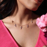 Studded Cross Charms Necklace Made of Fine 925 Silver