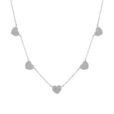 Studded Heart Charms Necklace Made of Fine 925 Silver