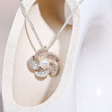 Pearl Flower Pendant Made of Fine 925 Silver
