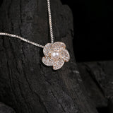 Pearl Flower Pendant Made of Fine 925 Silver