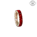 Red Baguette Ring Made of Fine 925 Silver