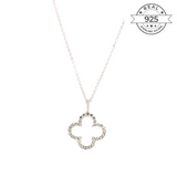 Studded Clover Pendant Made of Fine 925 Silver