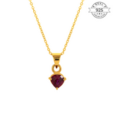 Ruby July Birthstone with Initial Pendant and Chain Made of Fine 925 Silver