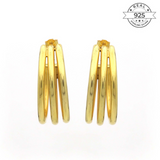 Triple Layer Hoops Made of Fine 925 Silver