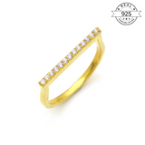 Studded Geometric Ring Made of Fine 925 Silver