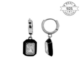 Black Enamel Huggies Made of Fine 925 Silver