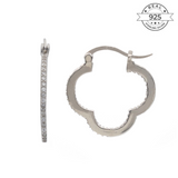 Studded Clover Hoops Made of Fine 925 Silver