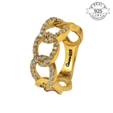 Studded Link Cuban Ring Made of Fine 925 Silver