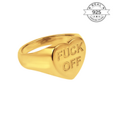 F*CK OFF Signet Ring Made of Fine 925 Silver