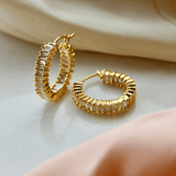 White Baguette Hoops Made of Fine 925 Silver