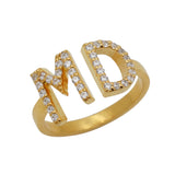 Bling Studded Intial Ring - Made of Fine 925 Silver