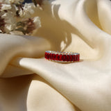 Red Baguette Ring Made of Fine 925 Silver