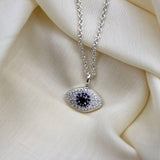 Evil Eye Studded Pendant Made of Fine 925 Silver