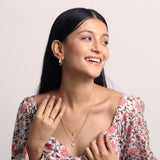 Layered Moon & Solitaire Necklace Made of Fine 925 Silver