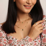 Layered Emerald Necklace Made of Fine 925 Silver