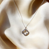 Studded Clover Pendant Made of Fine 925 Silver