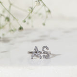 Bling Studded Intial Ring - Made of Fine 925 Silver