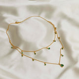 Layered Emerald Necklace Made of Fine 925 Silver