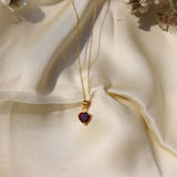 Red Garnet January Birthstone with Initial & Chain Made of Fine 925 Silver