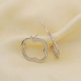 Studded Clover Hoops Made of Fine 925 Silver