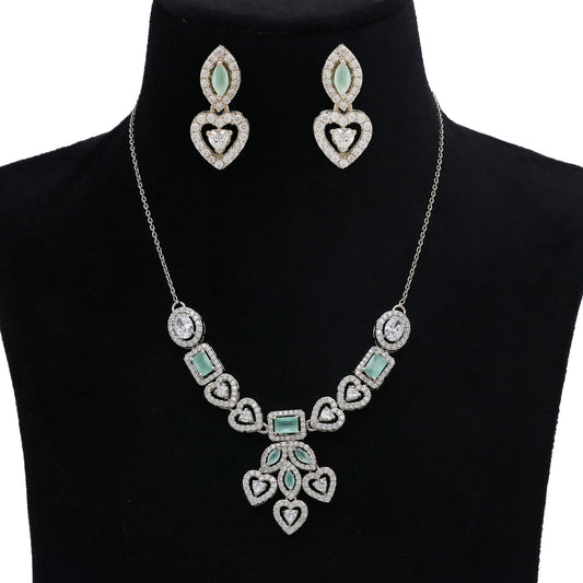 Heart Shaped Silver Necklace Set