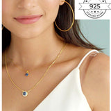 Blue Sapphire Studded September Birthstone with Chain