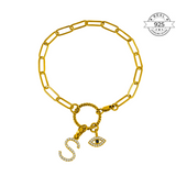 Evil Eye Bracelet with Studded Initial