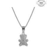 Iced Teddy Heart Pendant