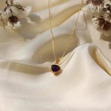 Amethyst February Birthstone with Initial Pendant and Chain
