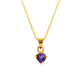 Amethyst February Birthstone with Initial Pendant and Chain