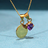 Amethyst February Birthstone with Initial Pendant and Chain
