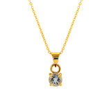 Aquamarine March Birthstone with Initial Pendant and Chain