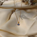 Blue Sapphire September Birthstone with Initial Pendant and Chain