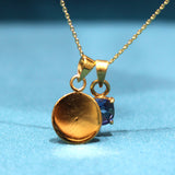 Blue Sapphire September Birthstone with Initial Pendant and Chain