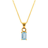 Blue Topaz December Birthstone with Initial Pendant and Chain