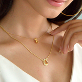 Citrine November Birthstone with Initial Pendant and Chain
