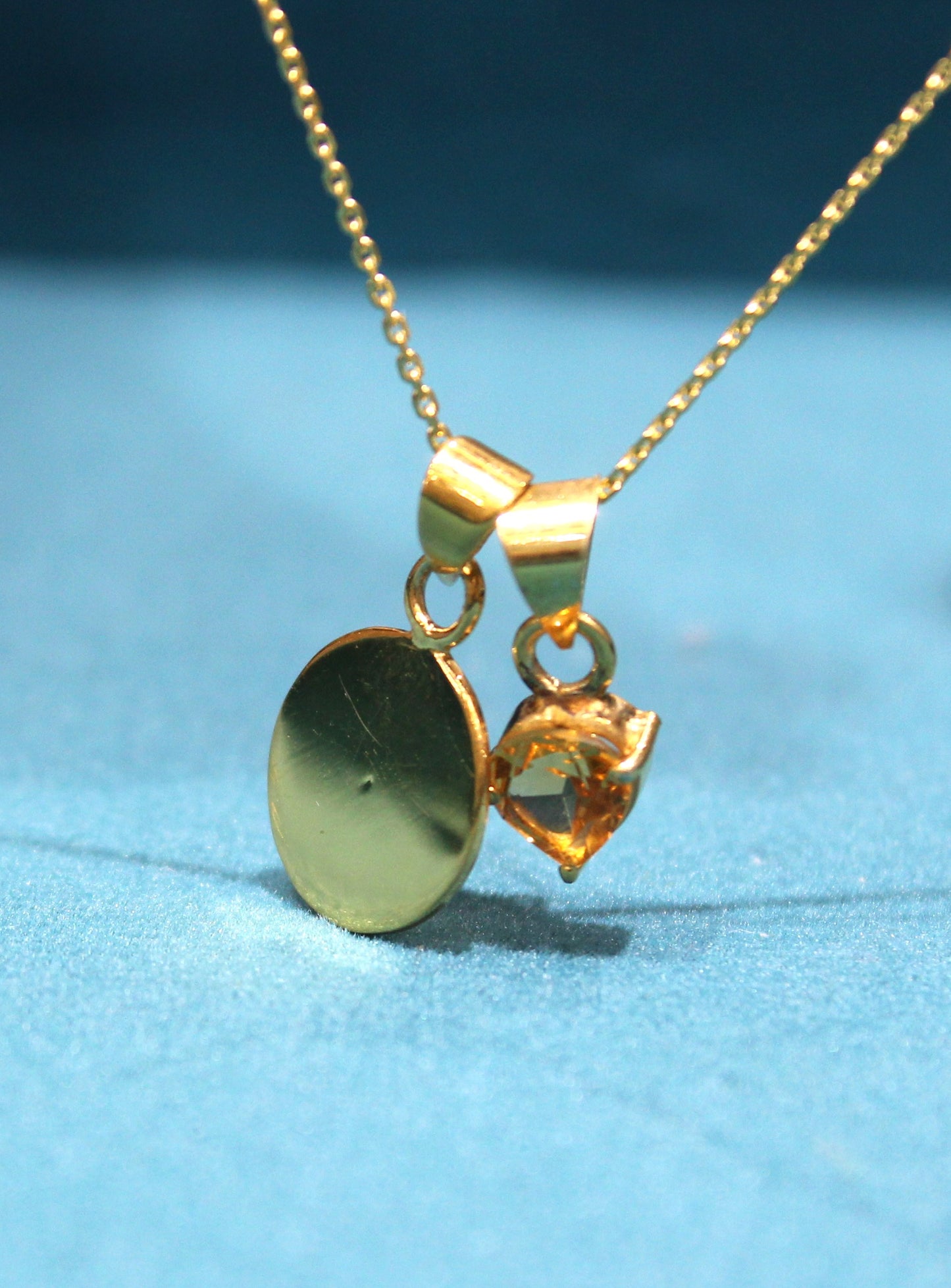 Citrine November Birthstone with Initial Pendant and Chain