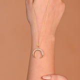 Studded Crescent Moon Made of Fine 925 Silver