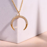 Studded Crescent Moon Made of Fine 925 Silver