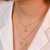 Crescent Moon Star Layered Made of Fine 925 Silver